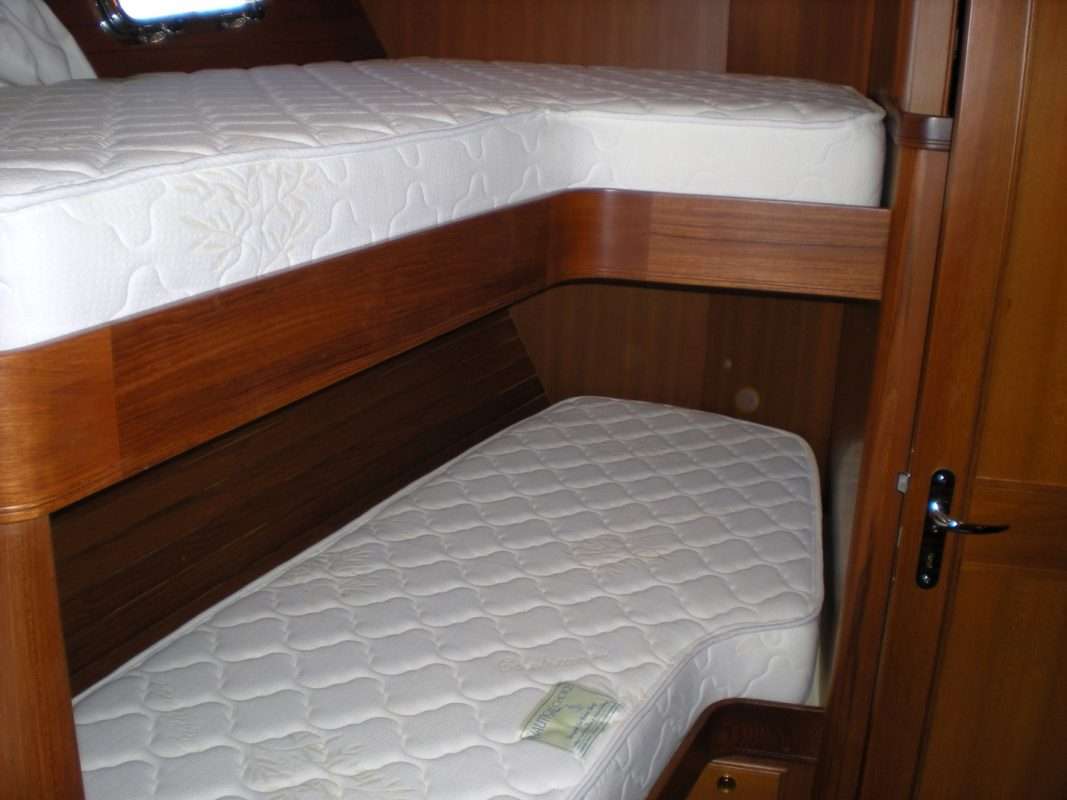 Custom shape and size Countess Trailer Mattress installed on bunk beds