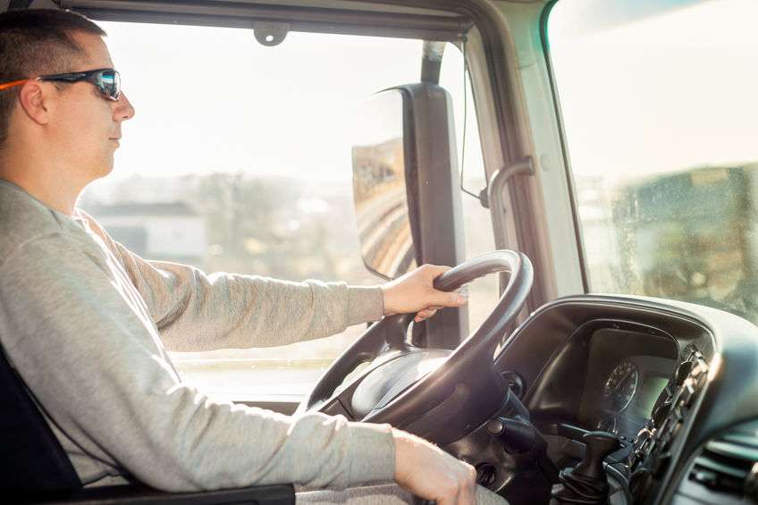 Truck driver sitting in cab